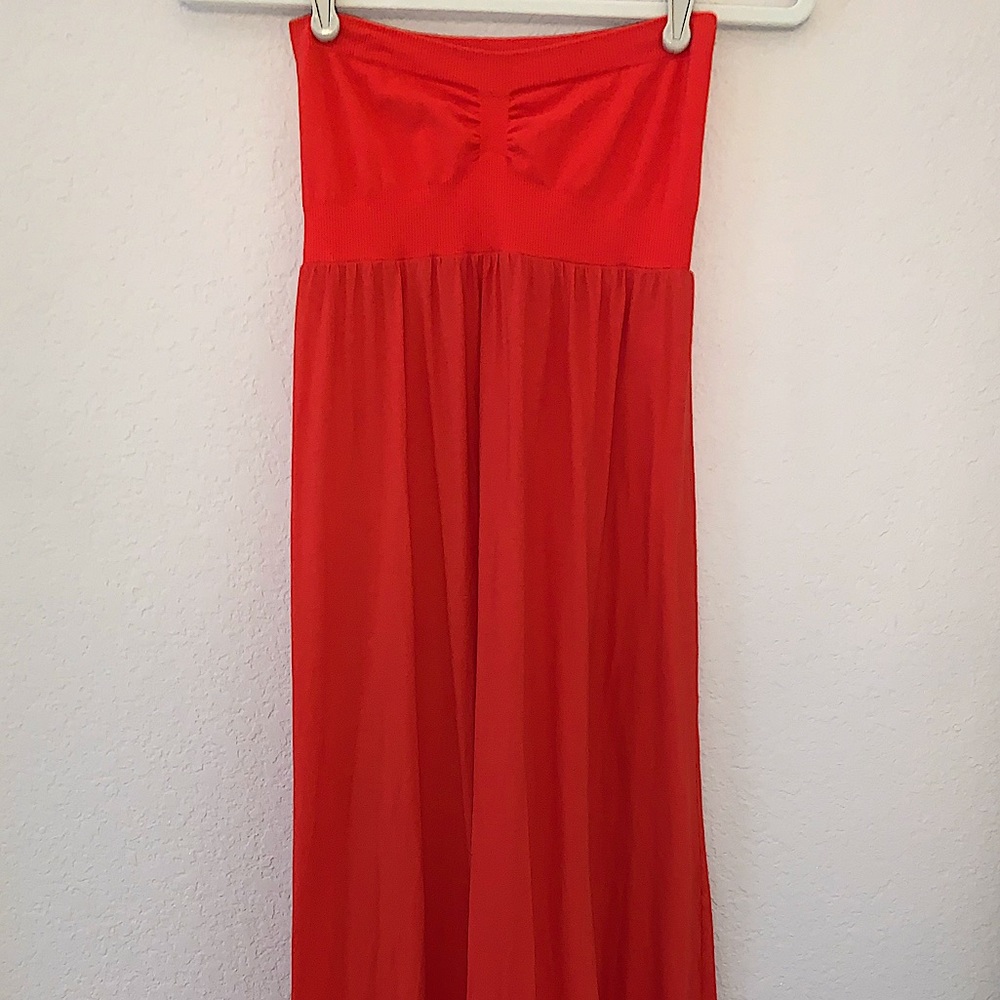 Cutest Coral Red Theory Maxi Dress
